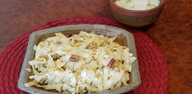 Hungarian Túrós Csusza with Yogurt Cucumber Salad